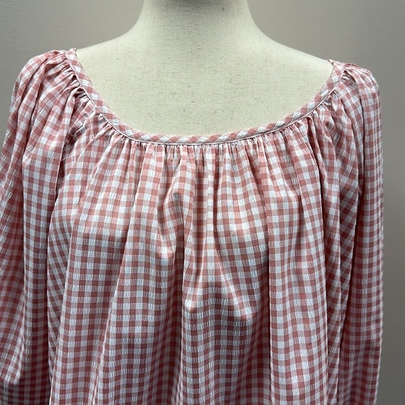 Hunter Bell Womens Rosette Pink Check Lucia Scoop Neck Top Cottagecore Medium - Picture 5 of 10